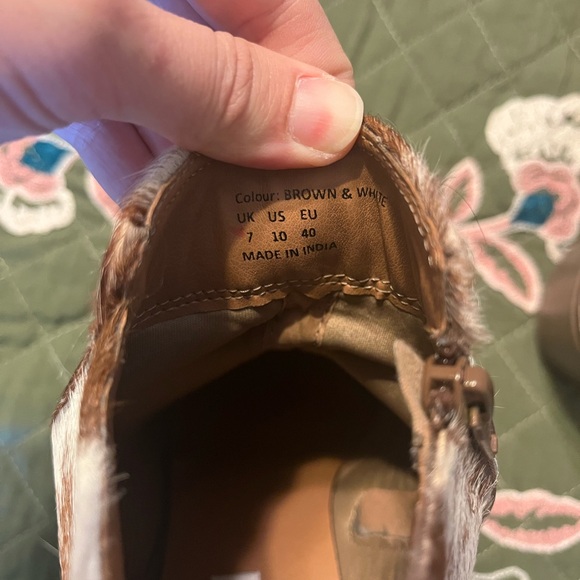 Myra Cowhide Ankle Boots - Brown & White Haircalf Booties size 10 - Picture 7 of 8